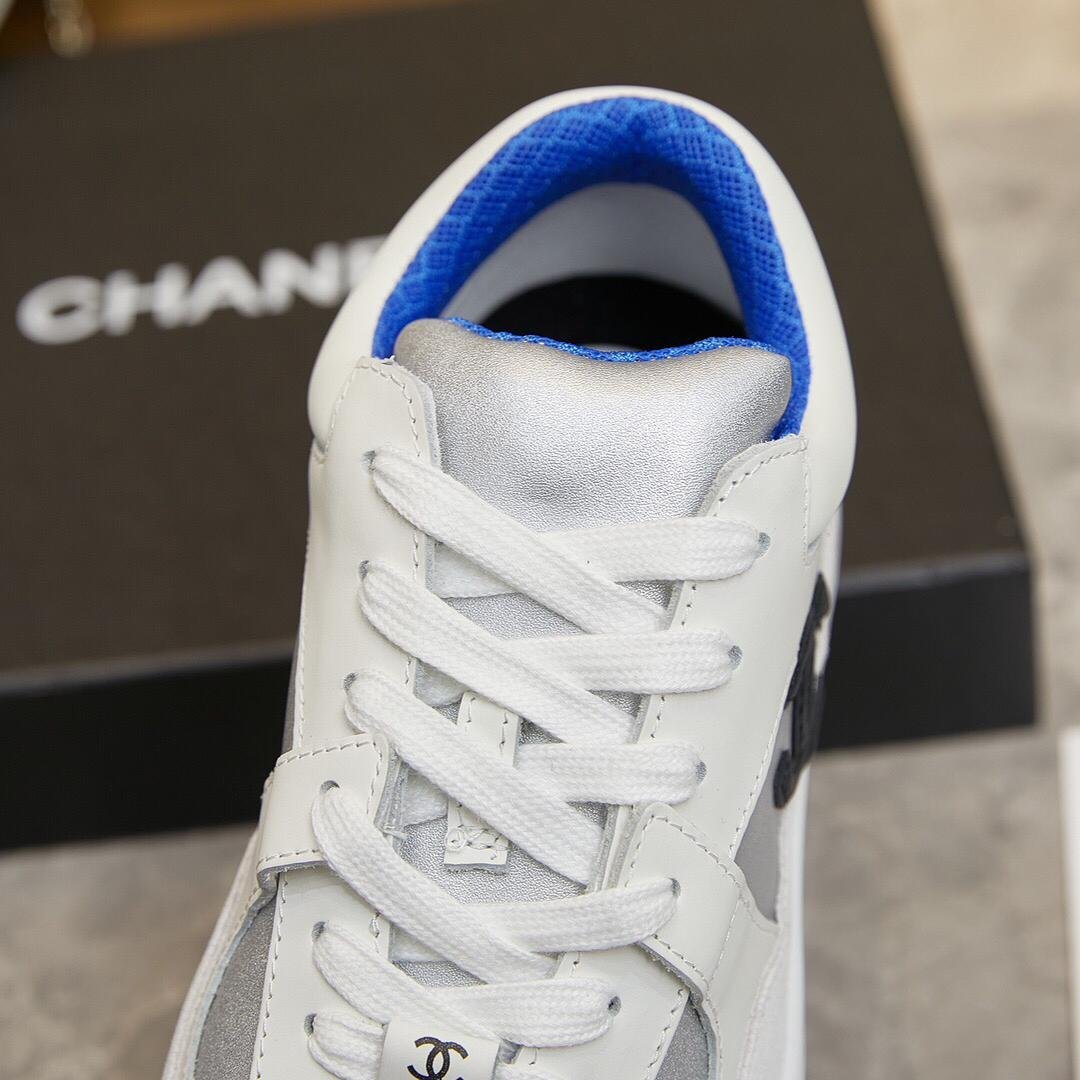 Sneakers Weiß/Silber/Neonblau – Bild 3