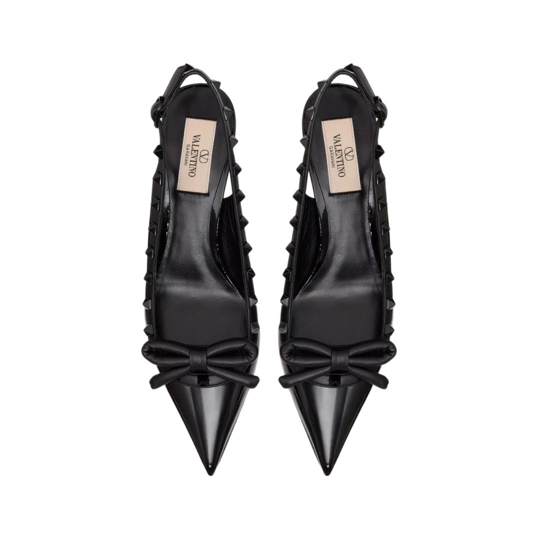 Rockstud Schleifen Slingback Pumpe Schwar 60cm – Bild 4