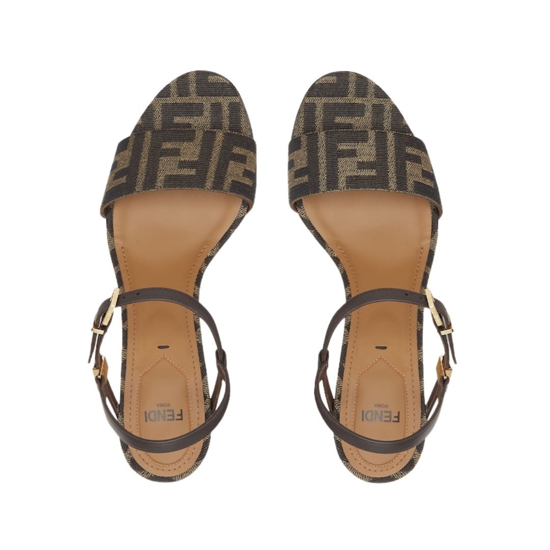 Braune FF Sandalen mit mittelhohem Absatz 6.5cm – Bild 4