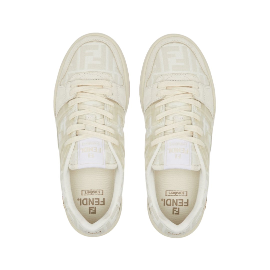 Niedrige Sneaker aus Canvas und weißem Wildleder – Bild 4