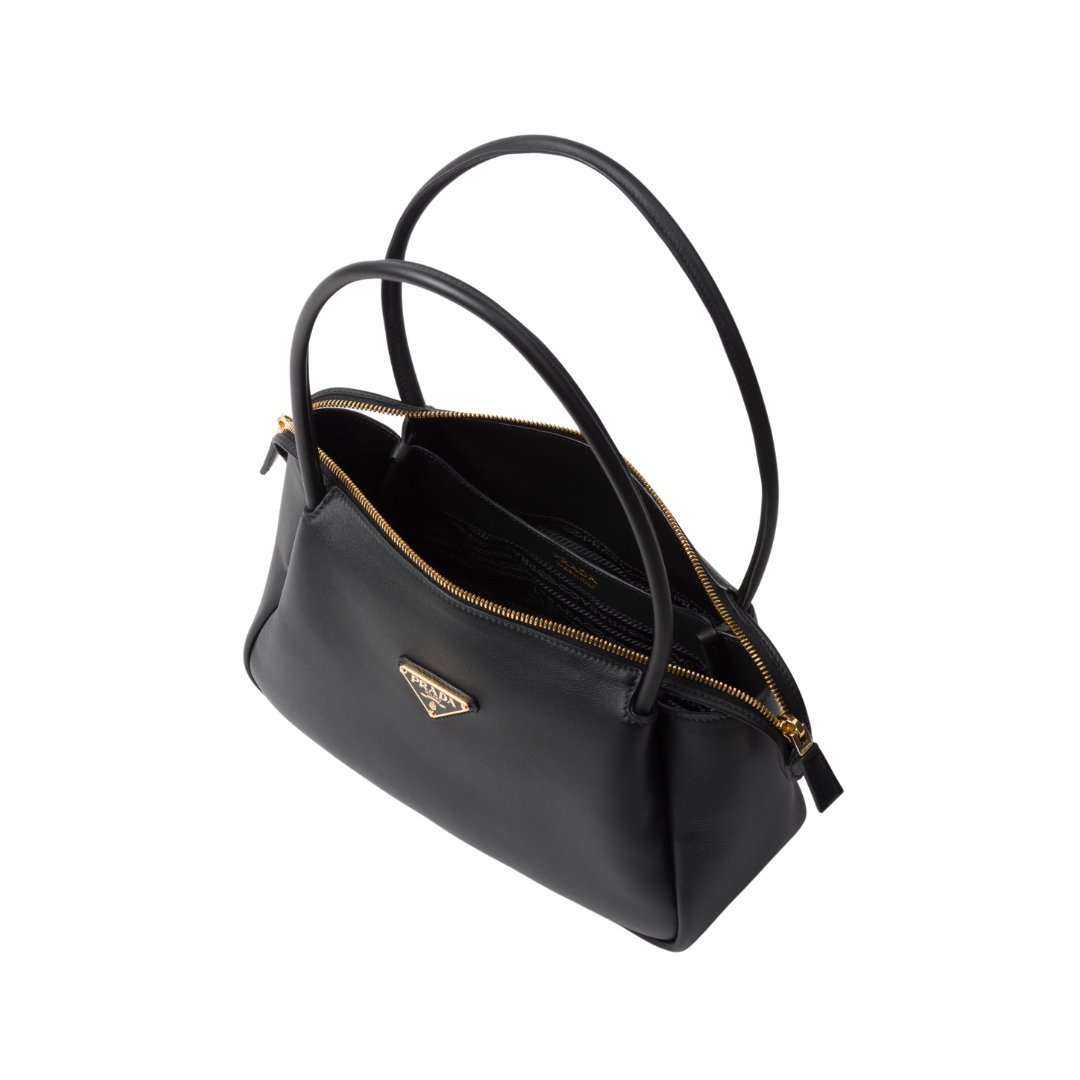 Mittelgroße Lederschultertasche in Schwarz 16cm – Bild 4
