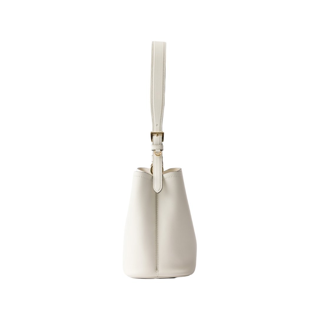 Mittelgroße Ledertasche in Weiß 22.5cm – Bild 4