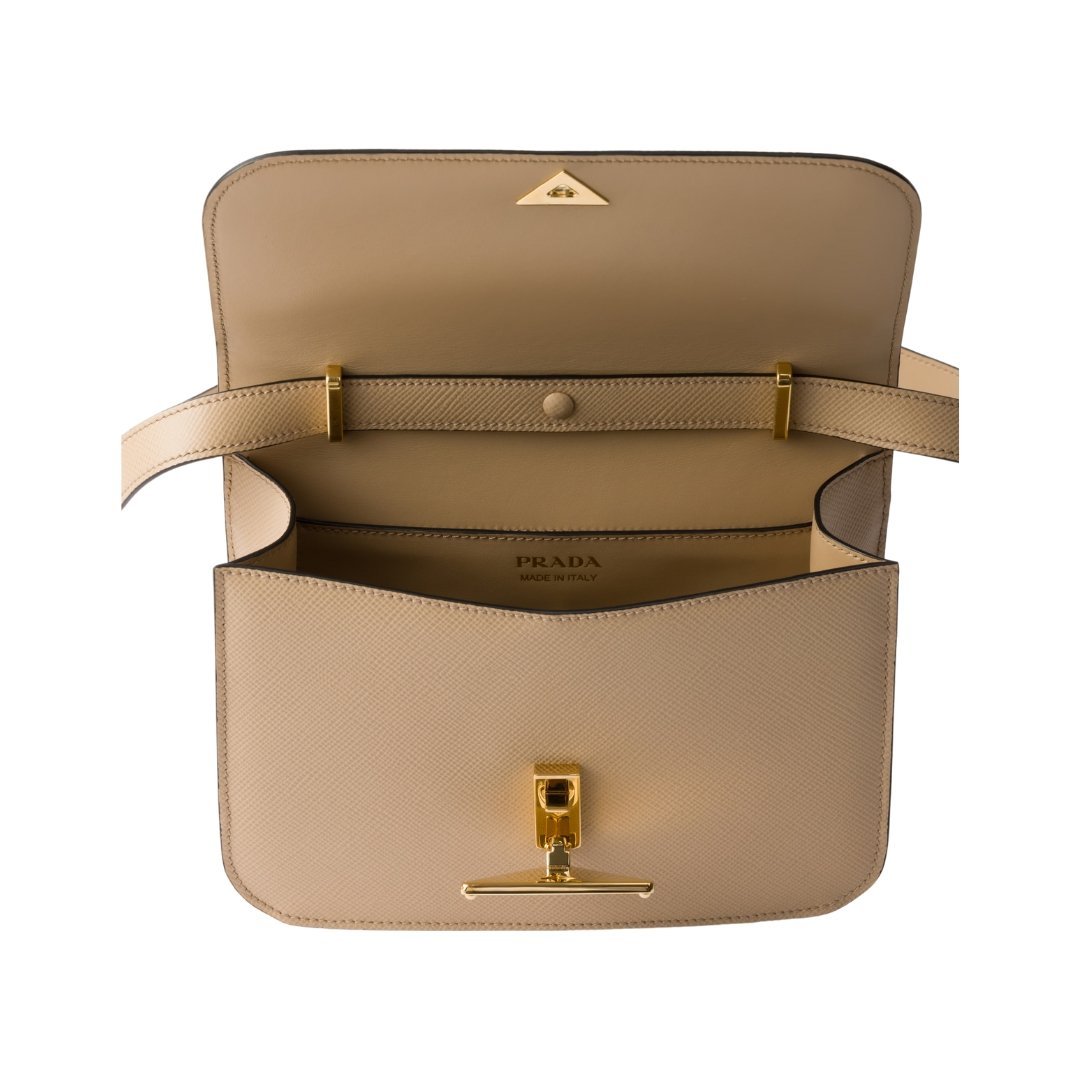 Leder-Schultertasche mit Überschlag in Sandbeige 15cm – Bild 4