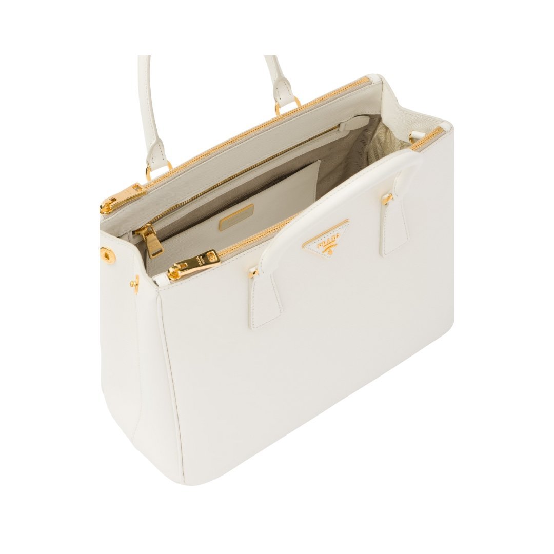 Große Galleria Saffiano-Ledertasche Weiß 24cm – Bild 4