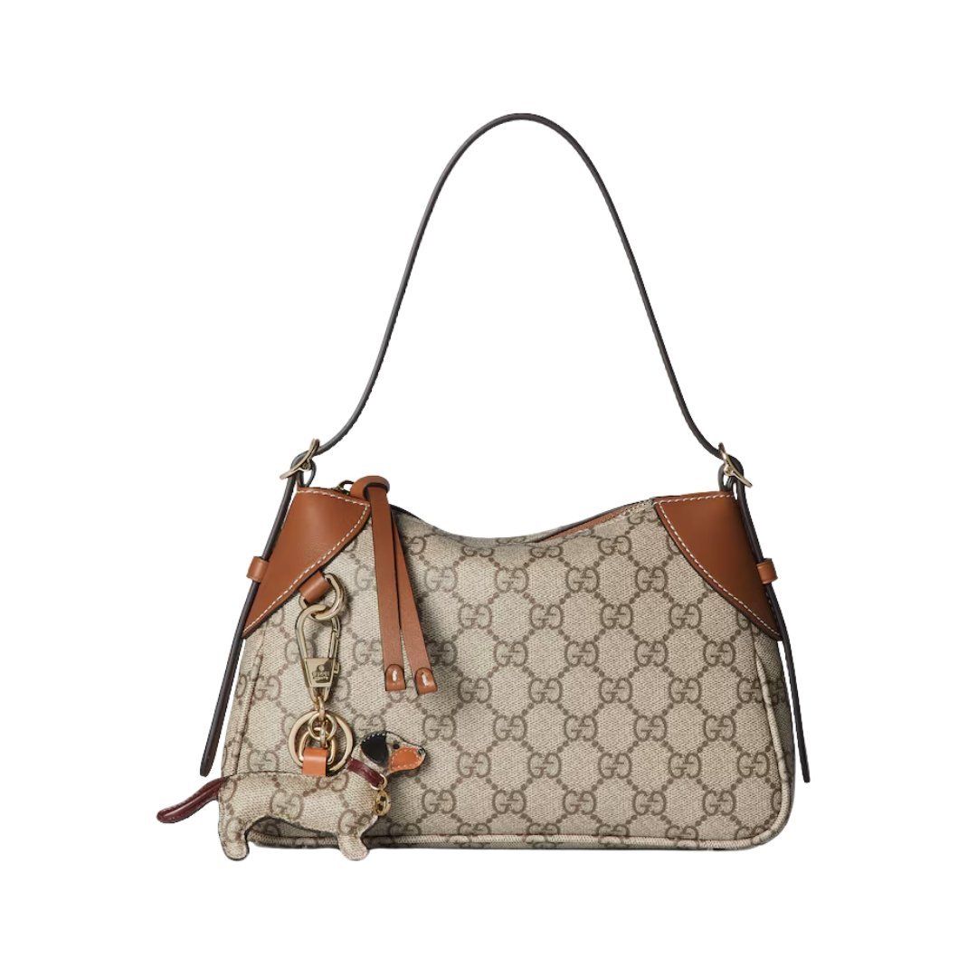 GG Emblem Schultertasche Dunkelbraun 24.5cm – Bild 4