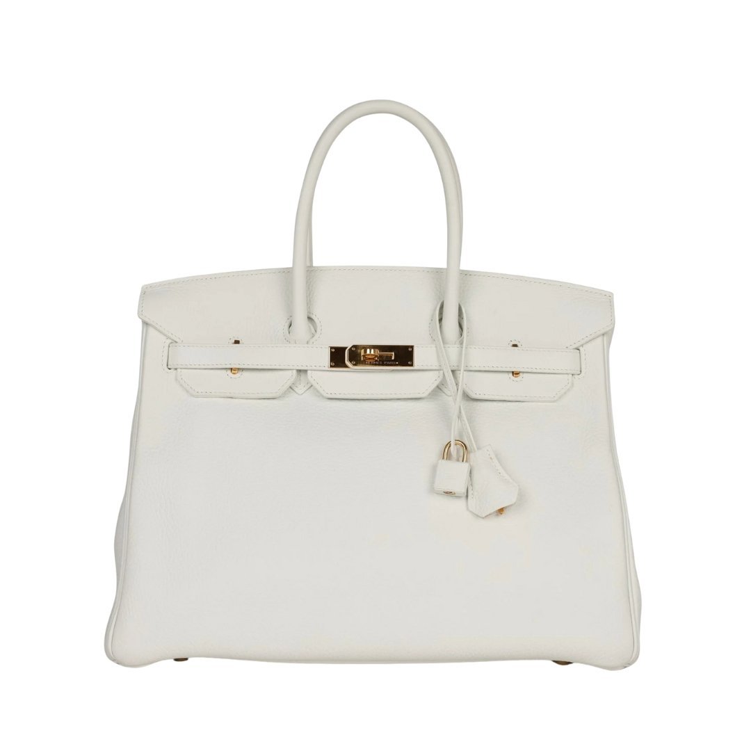 Weiß Clémence mit Gold-Beschlägen 35cm