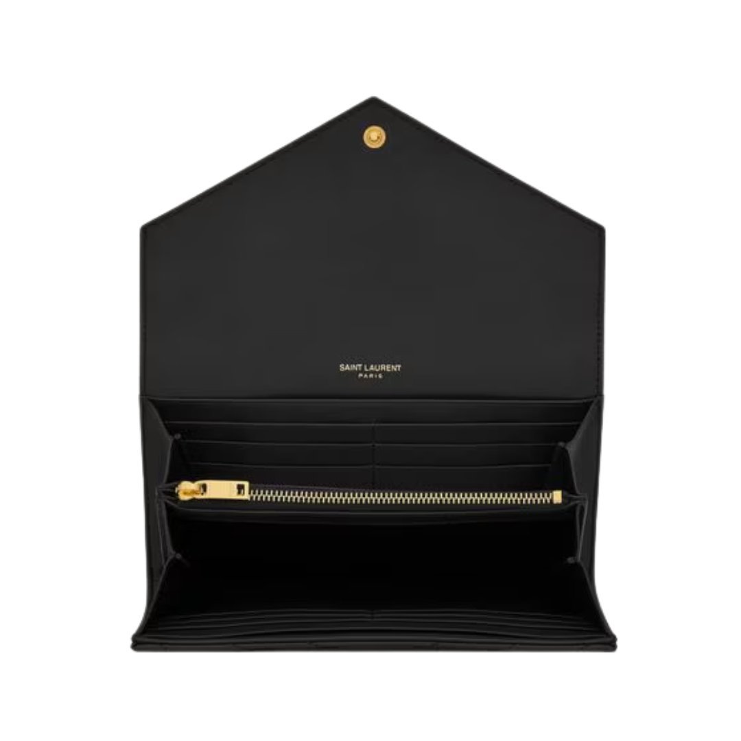 Cassandre matelassierte große Klappenbrieftasche aus Lammleder 19cm – Bild 4