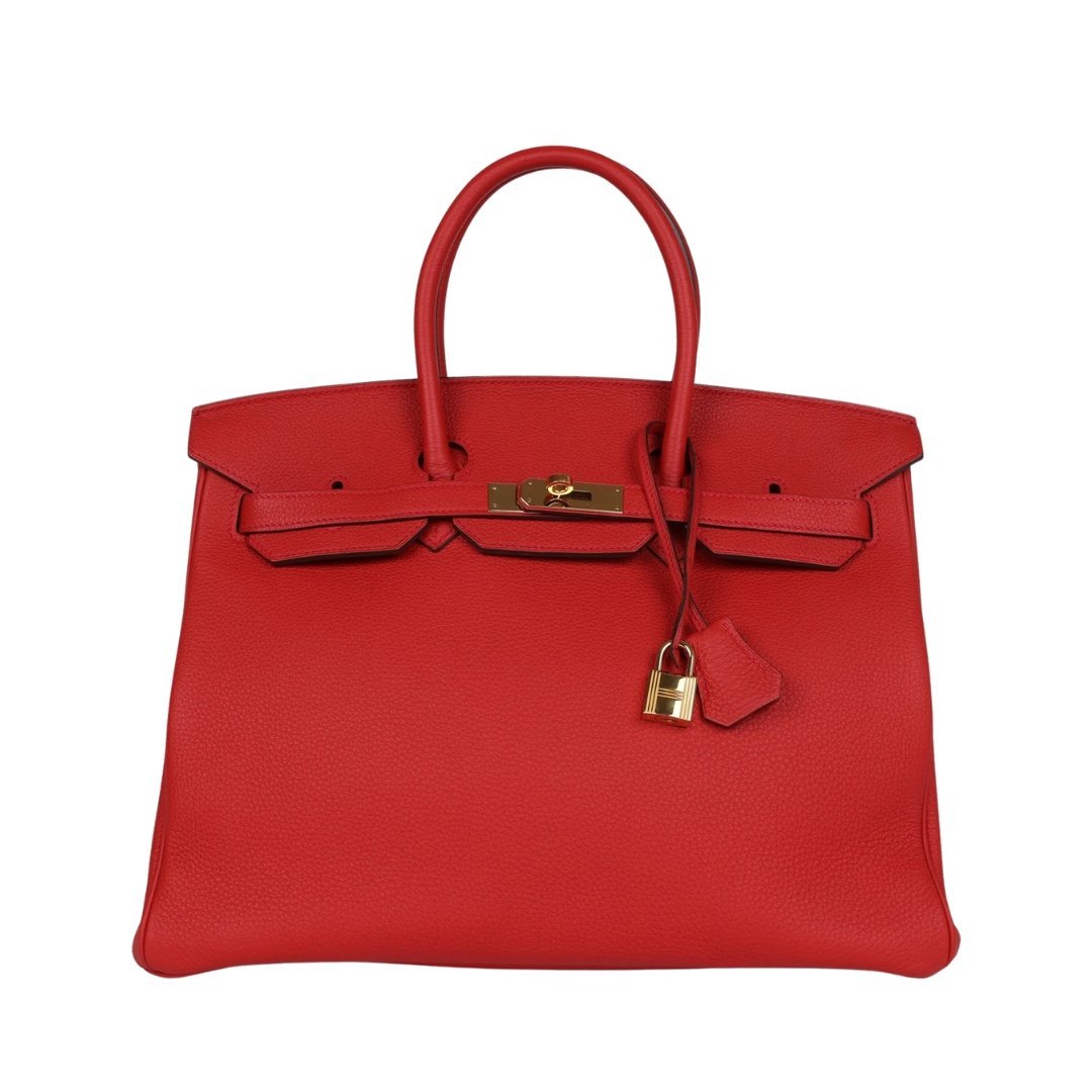 Rouge Tomate Togo mit Gold-Beschlägen 35cm