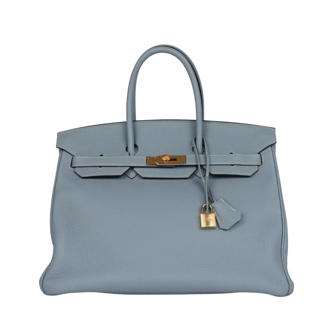 Bleu Lin Togo Goldbeschläge 35cm