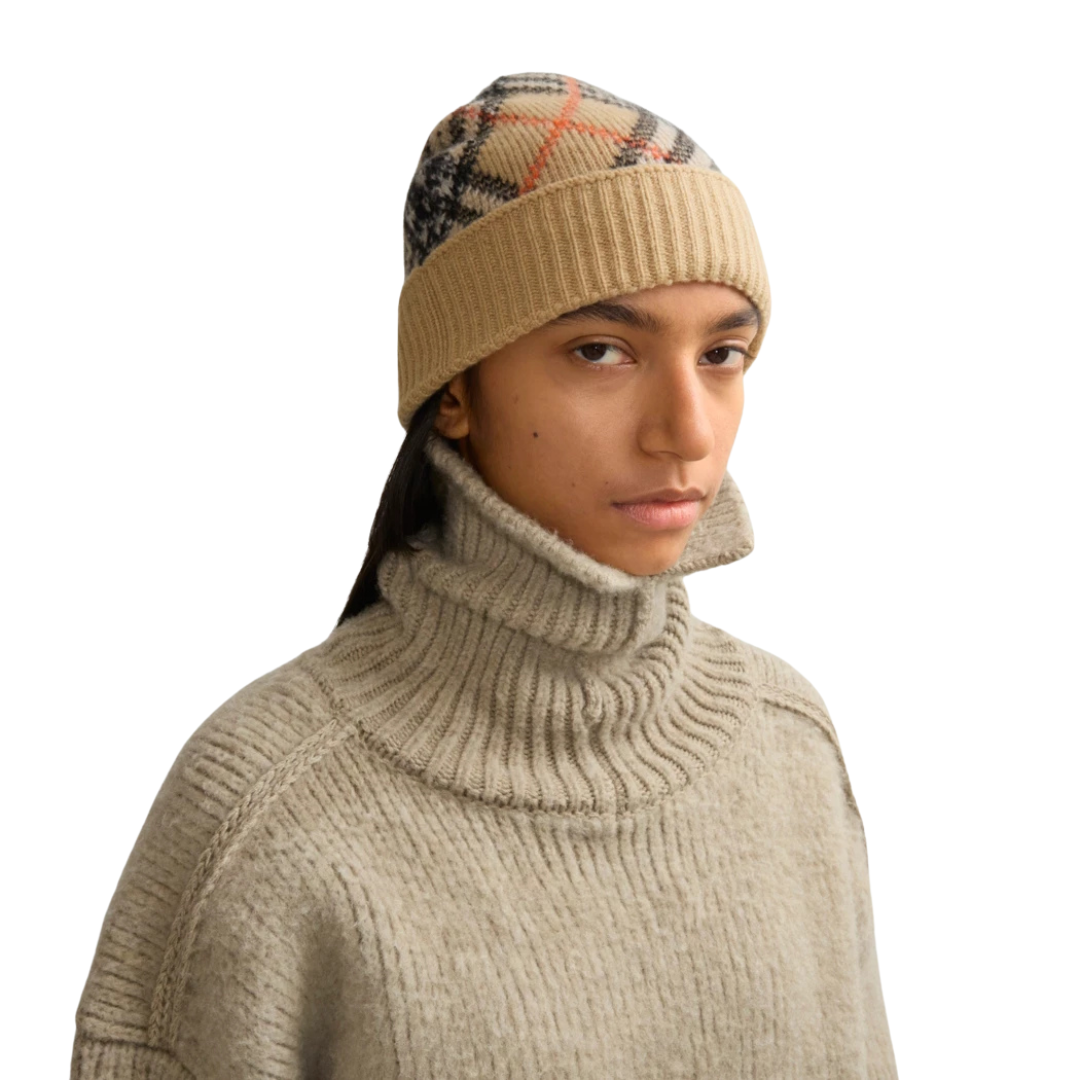 Kariertes Kaschmir-Beanie – Bild 3