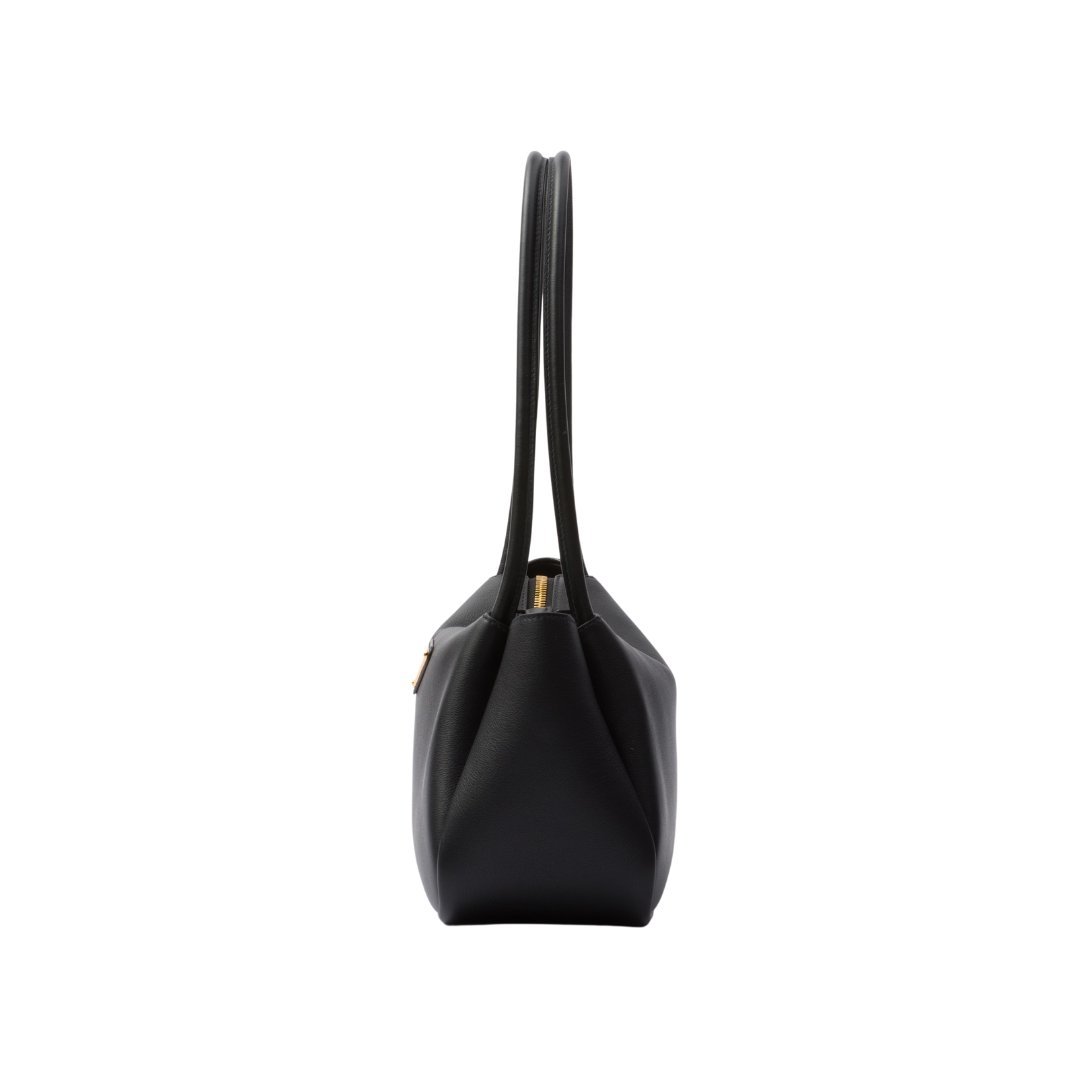 Mittelgroße Lederschultertasche in Schwarz 16cm – Bild 5