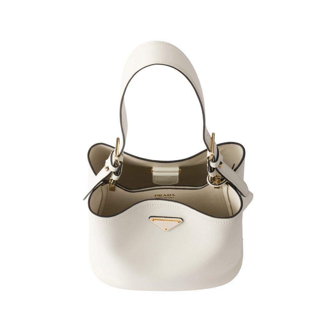 Mittelgroße Ledertasche in Weiß 22.5cm – Bild 5