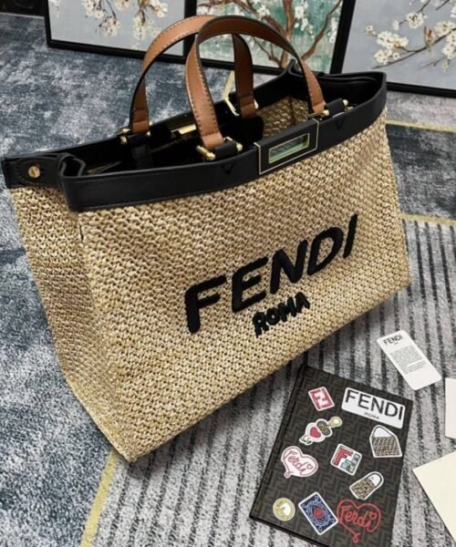 Alternative view of Medium Raffia Peekaboo X-Tote Beige 41 cm