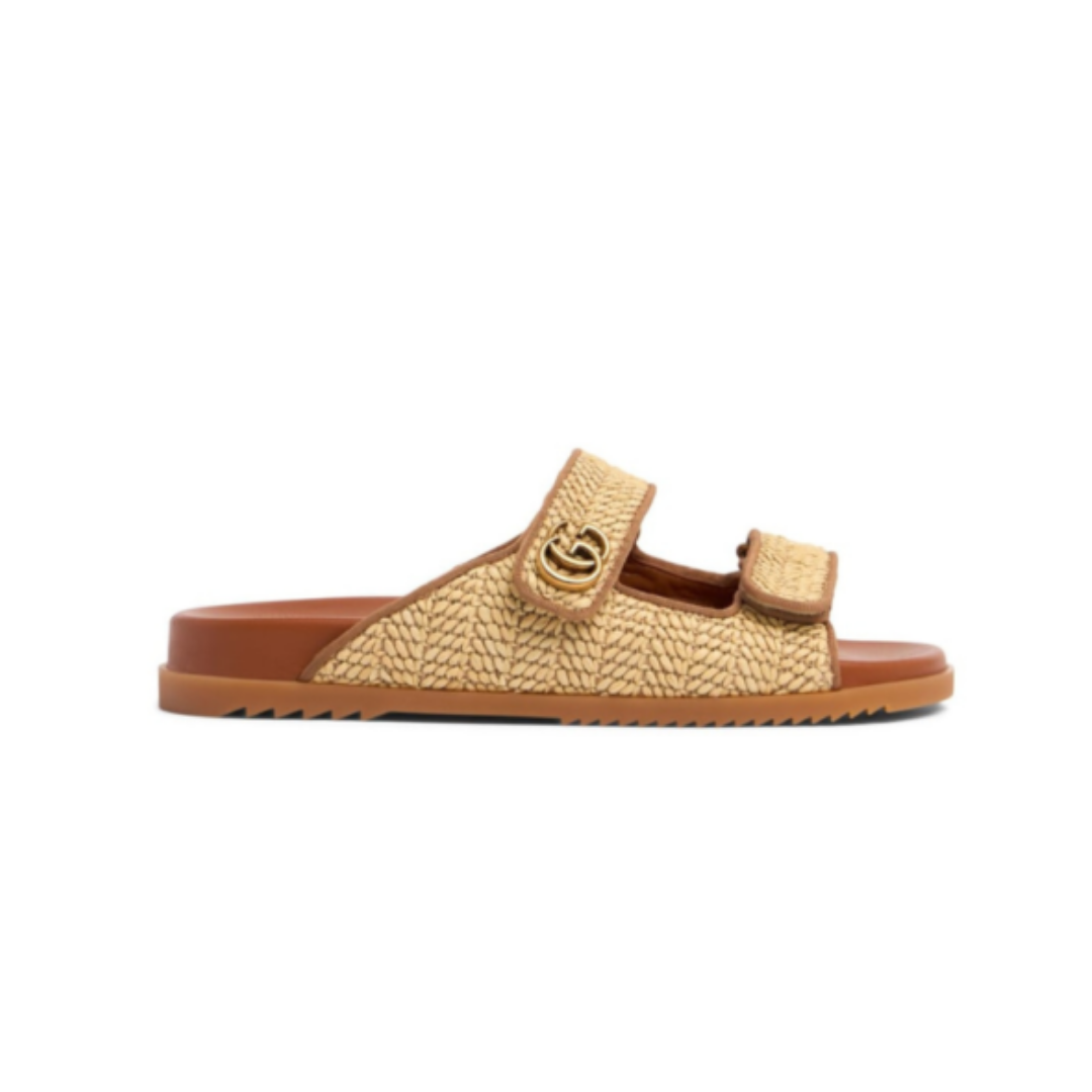 Sandalen mit Raffia-Effekt