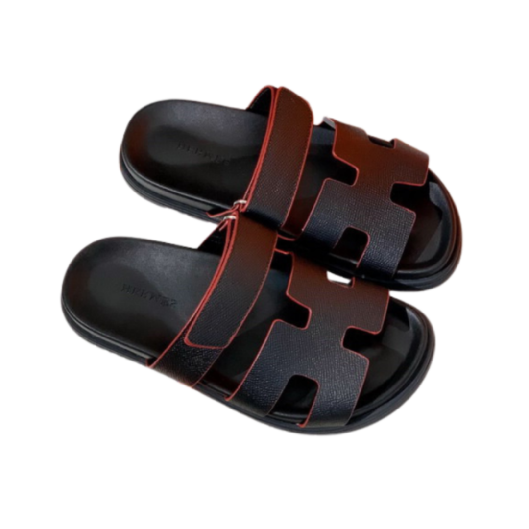 Cyprus Sandals Schwarz mit roten Rändern