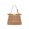 Ledertasche mit FF-Milchkaffee-Geflecht 25.5cm