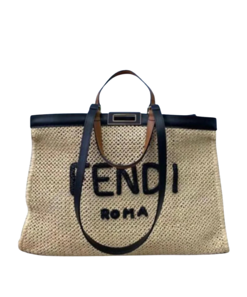 Medium Raffia Peekaboo X-Tote Beige 41 cm