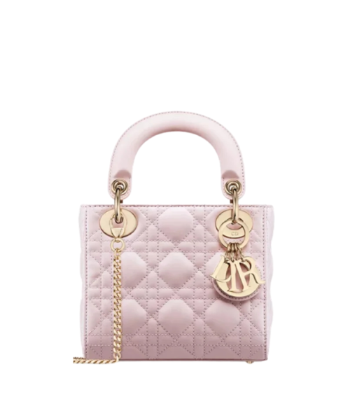 Blush roze lamsleer met Cannage-motief 20cm