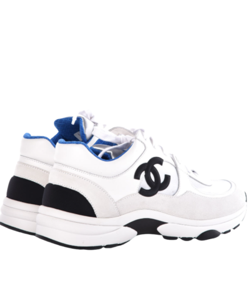 Sneakers Wei?/Silber/Neonblau