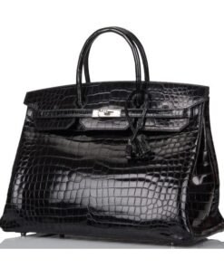 Alternative view of Birkin Shiny Porosus Crocodile Palladium Hardware 40 cm