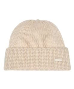 Strickm?tze mit Umschlag aus Kaschmir in Off-White