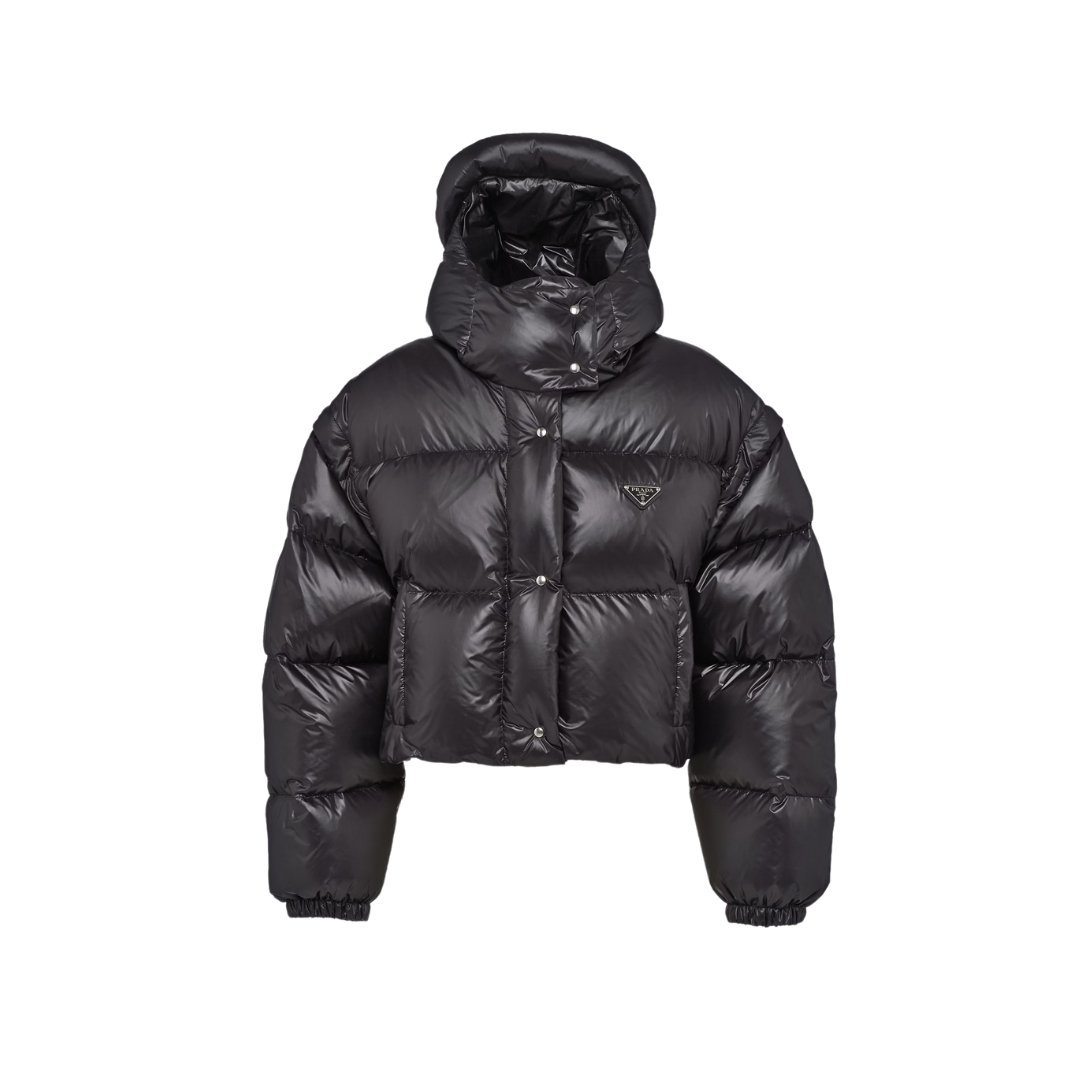 Gekürzte Daunenjacke Schwarz