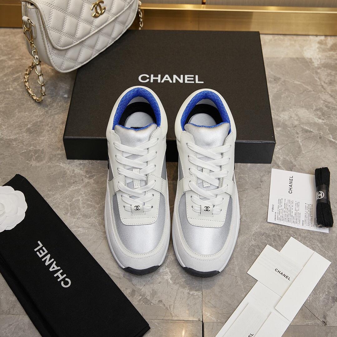 Sneakers Weiß/Silber/Neonblau – Bild 5