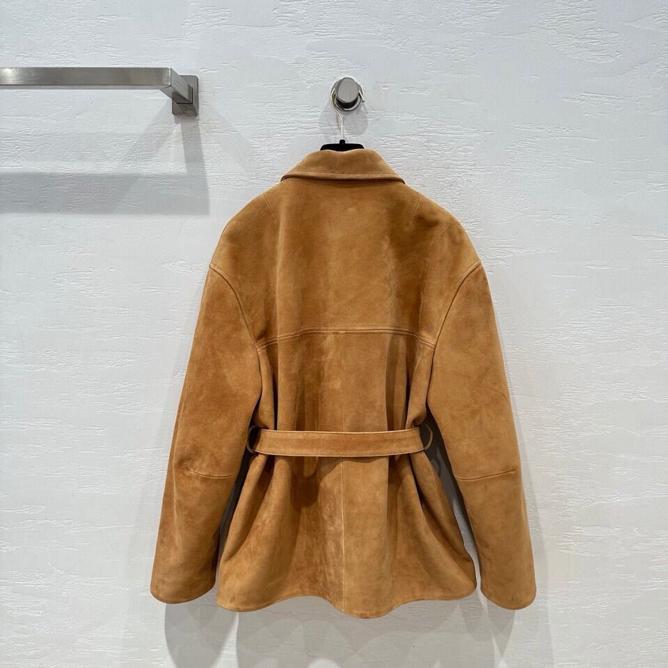 Wildlederjacke mit Gürtel in Kamelbraun – Bild 6