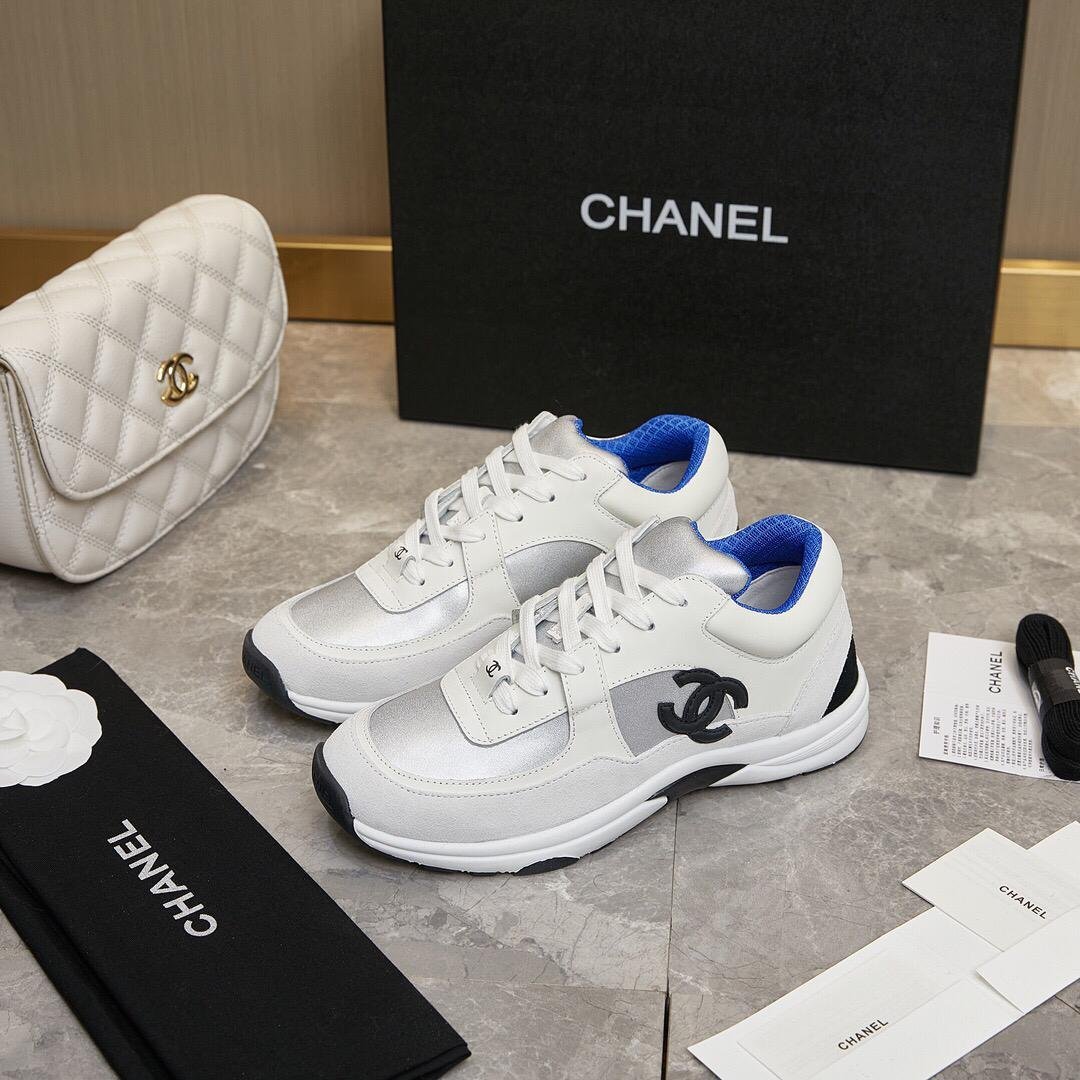 Sneakers Weiß/Silber/Neonblau – Bild 7