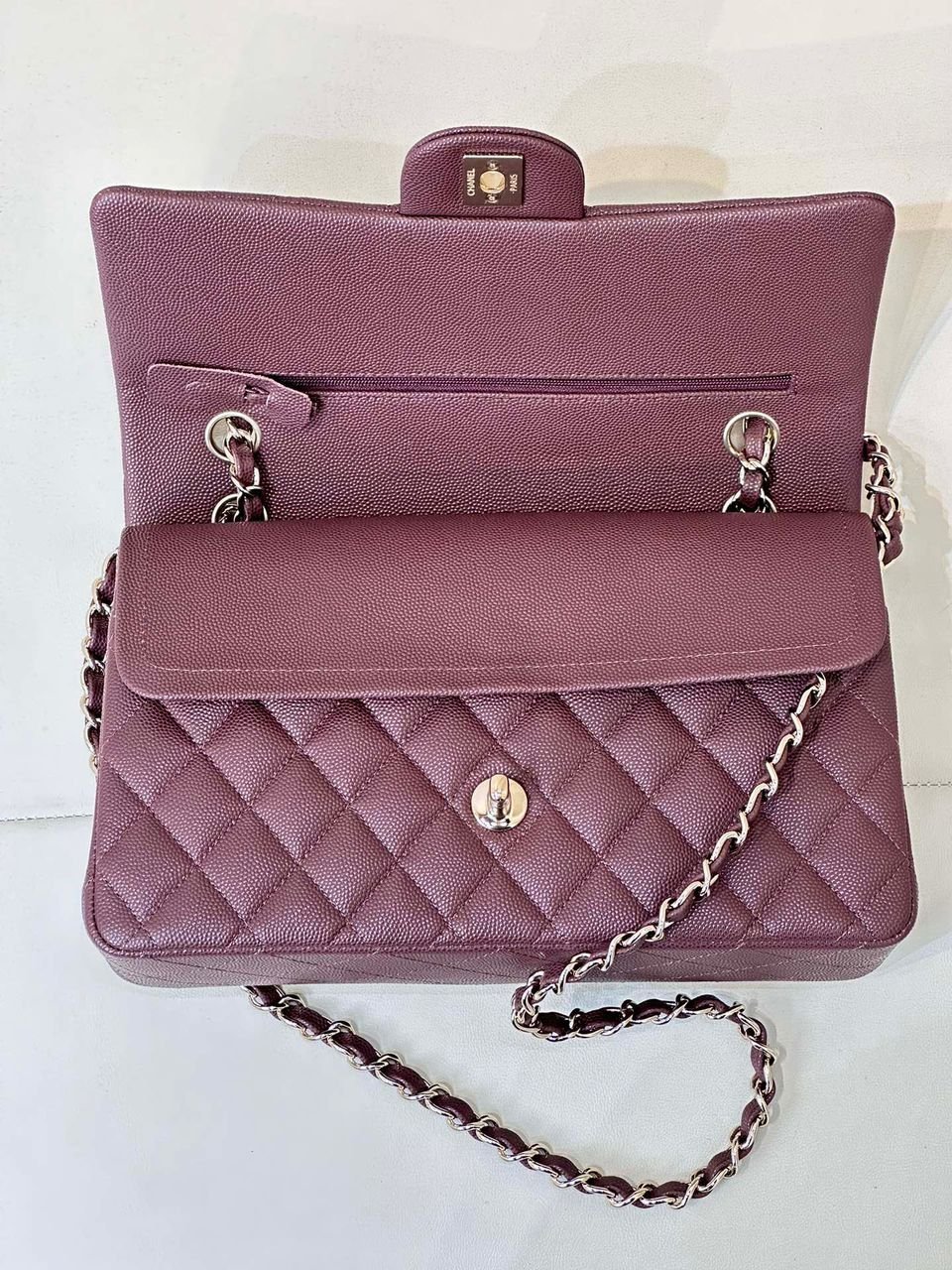 11.12 Genarbtes Leder Bordeaux/Silbern 25.5 cm – Bild 4