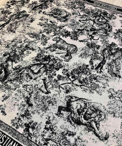 Toile de Jouy Überwurfdecke aus Wolle Schwarz/Weiß 138.5 cm – Bild 6