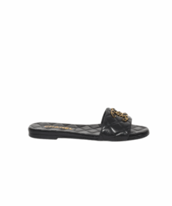 Gestepptes Leder & Kette Schwarz