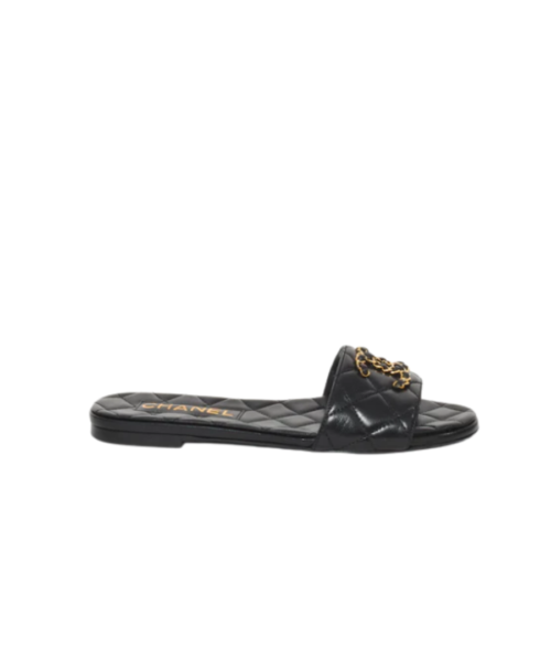 Gestepptes Leder & Kette Schwarz