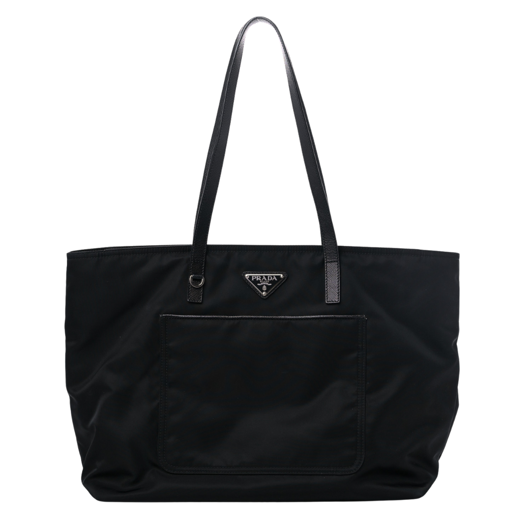 Tote Bag aus Re-Nylon Schwarz 34 cm
