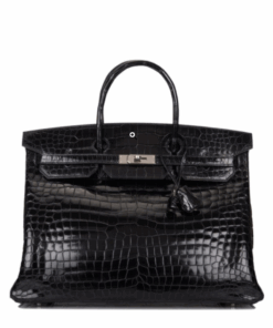 Birkin Shiny Porosus Crocodile Palladium Hardware 40 cm
