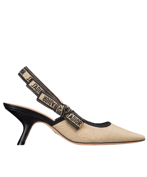 Slingback Pumps Naturfarbener Bast