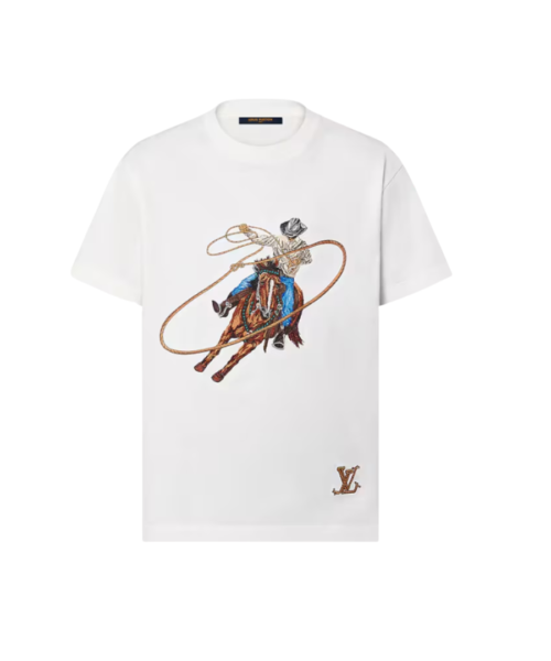 Grafik-Stickerei T-Shirt weiß