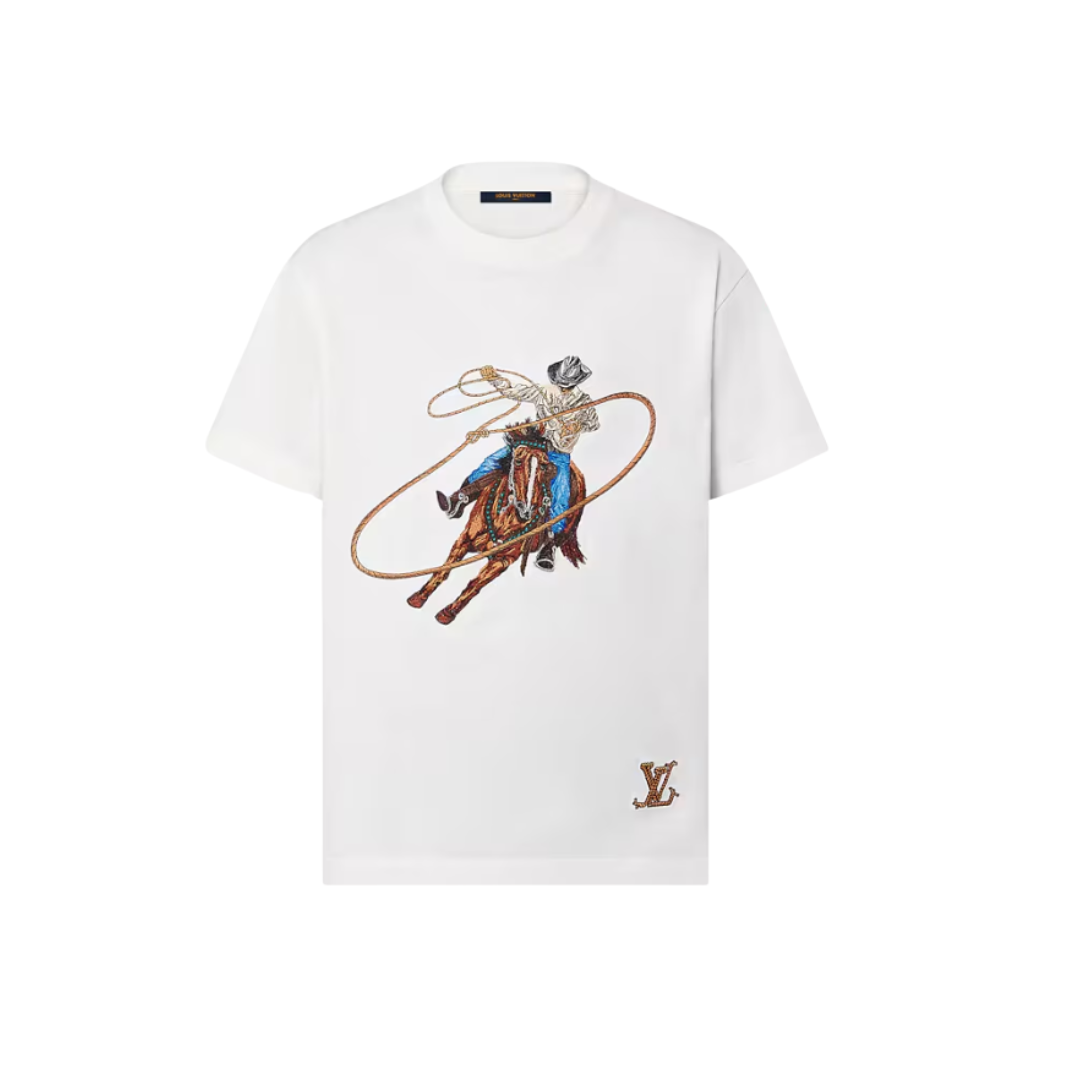 Grafik-Stickerei T-Shirt weiß