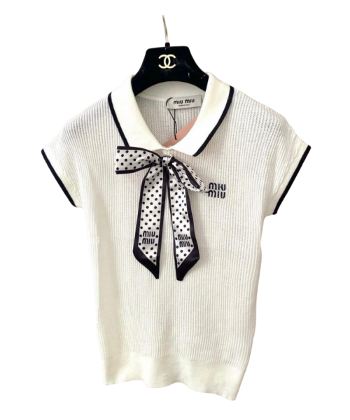 Strick-Poloshirt Wei?