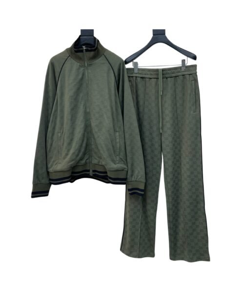 Jacquard Reißverschluss Jacken Set Grün