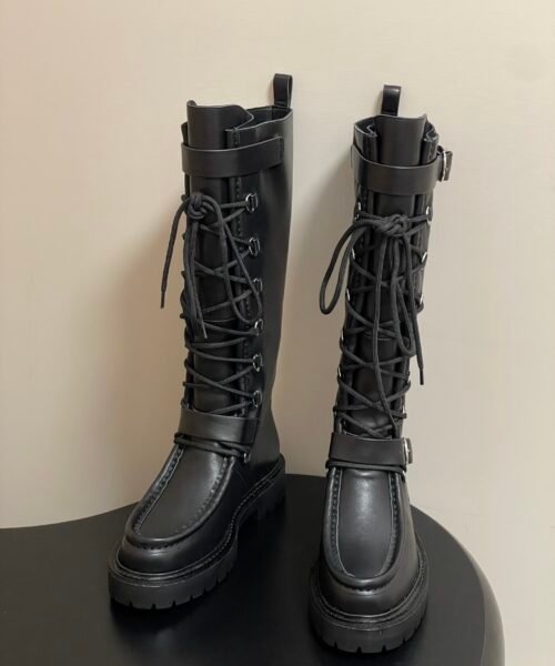 Alternative view of Kniehohe, Schnür Combatstiefel schwarze