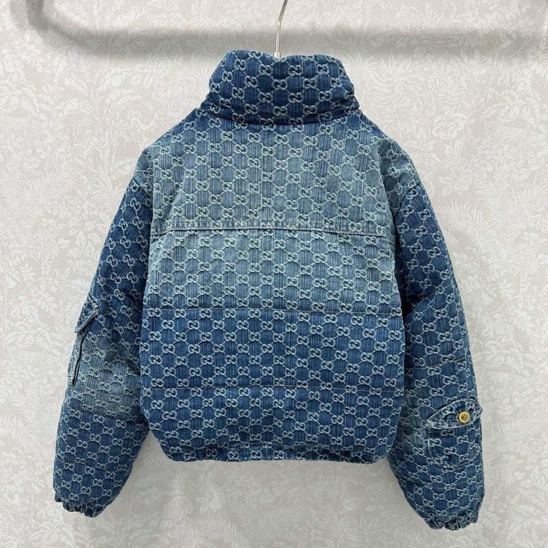 Baumwoll Denim Jacquard Reißverschluss Blau – Bild 2