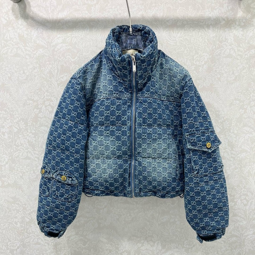 Baumwoll Denim Jacquard Reißverschluss Blau – Bild 3