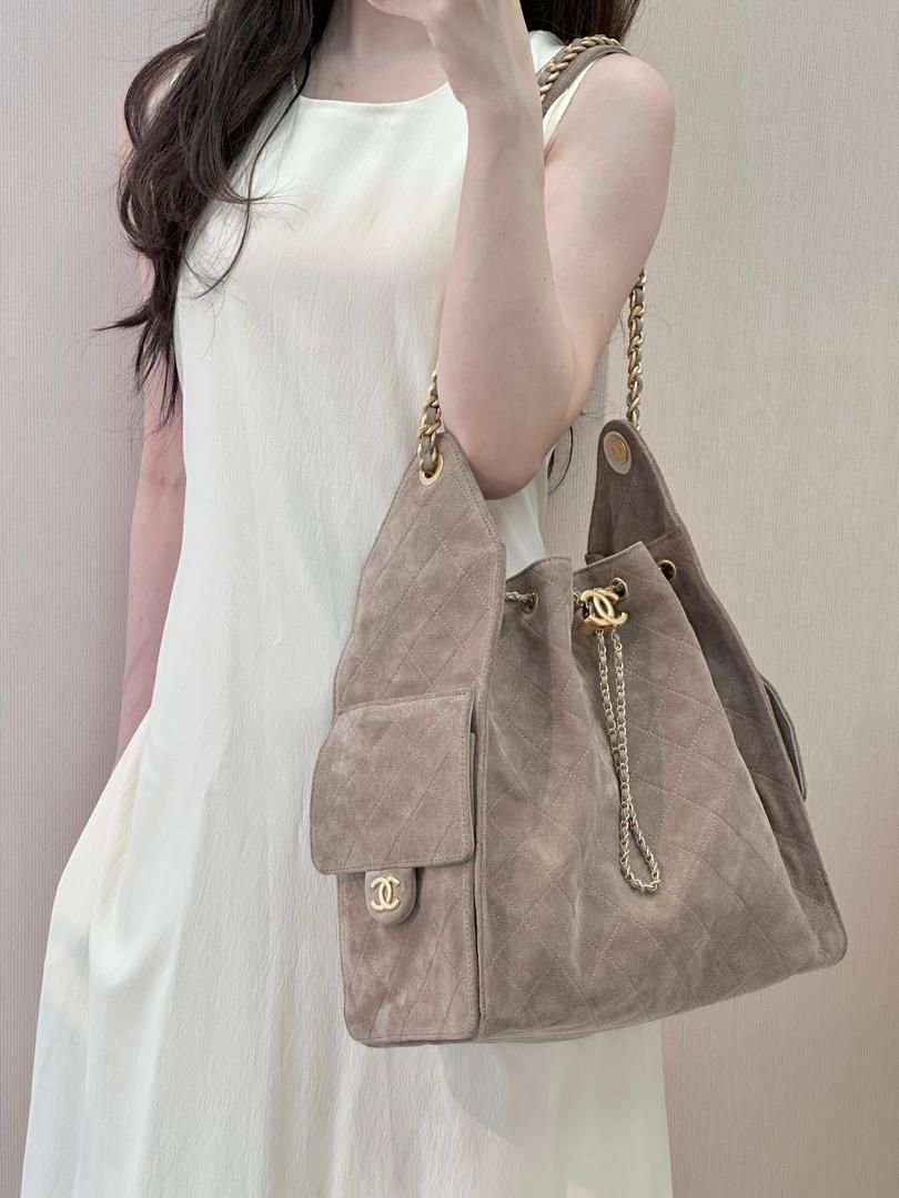 Chanel 25 Hobo Tasche Hellbraun 30cm – Bild 4