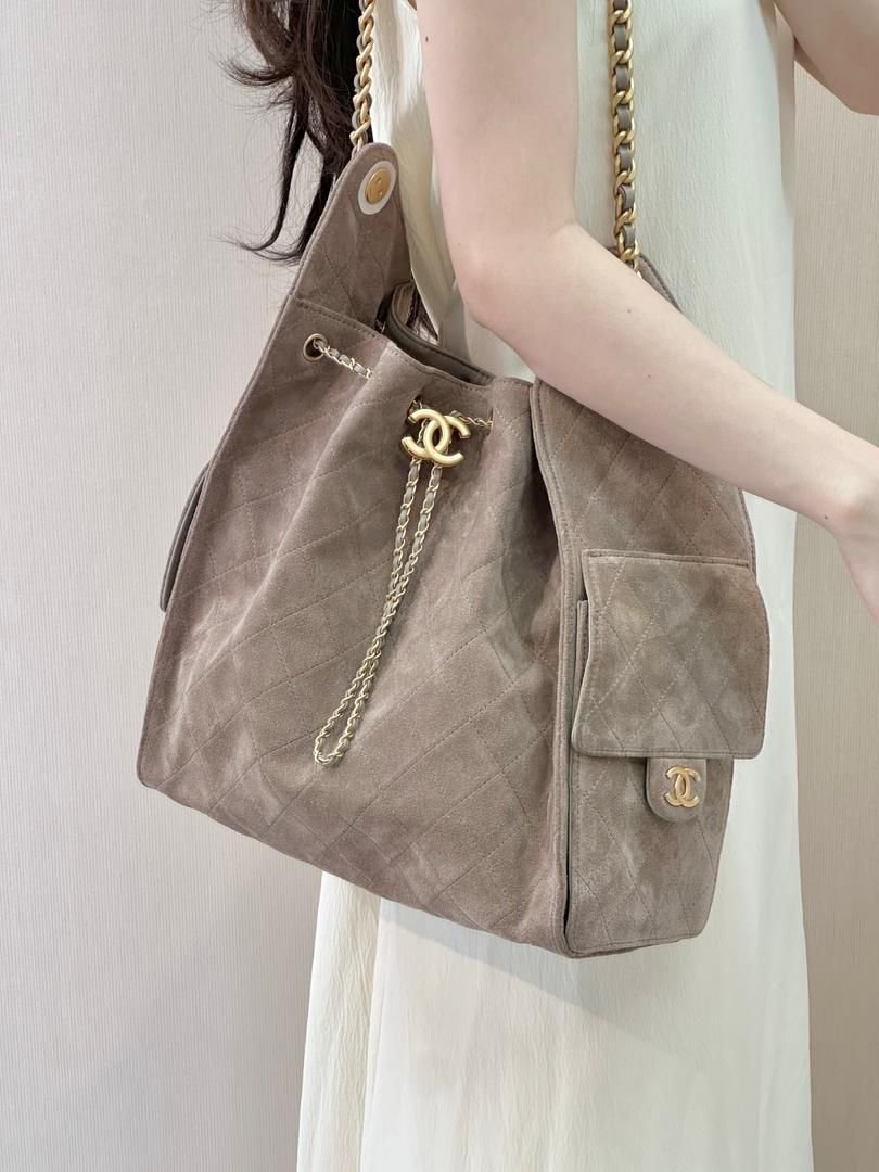 Chanel 25 Hobo Tasche Hellbraun 30cm – Bild 7