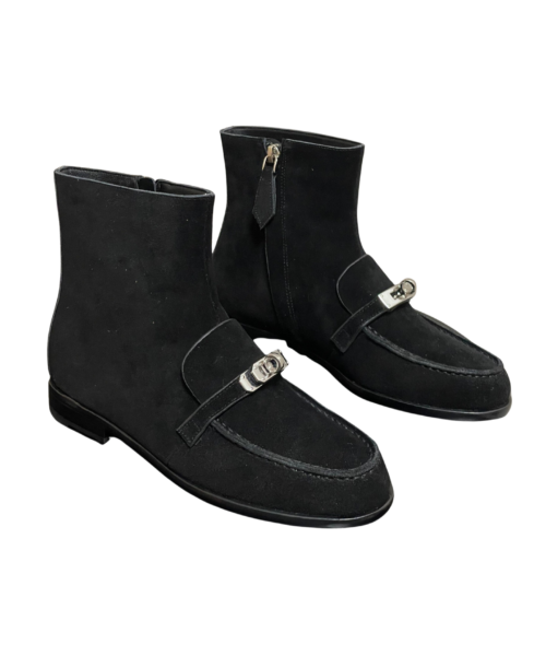 Kelsy Stiefeletten aus schwarzem Kalbsleder mit der ikonischen Kelly Schnalle