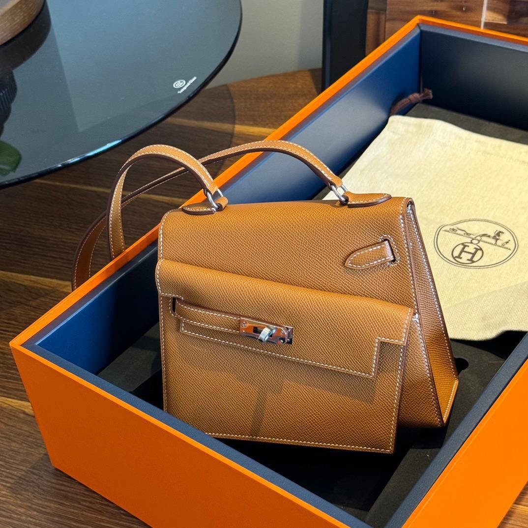 Hermès Kelly Desordre Braun 20 cm – Bild 3
