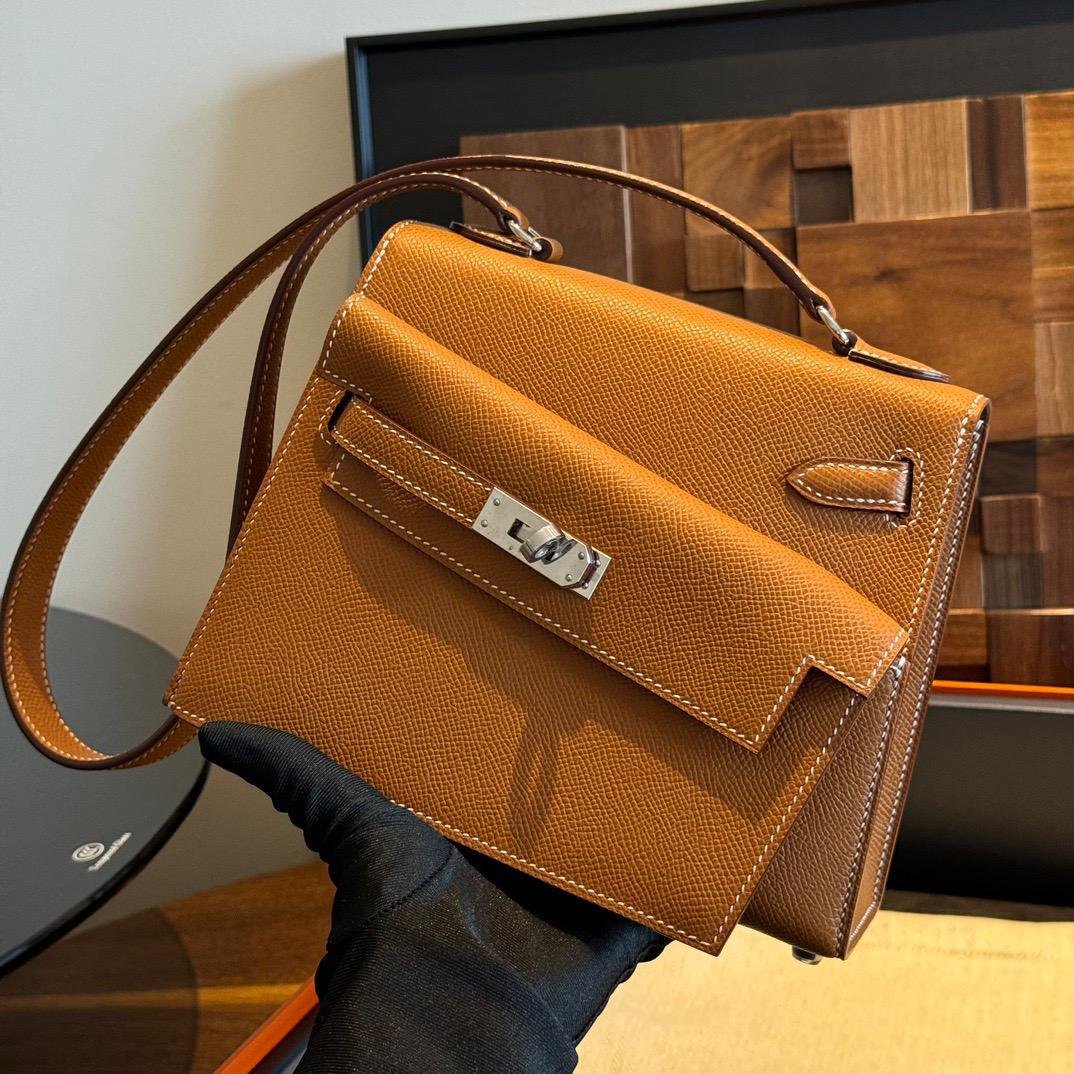 Hermès Kelly Desordre Braun 20 cm – Bild 2