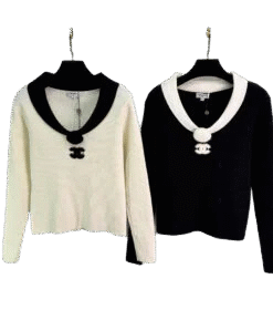 White and black knitted sweater