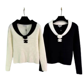White and black knitted sweater
